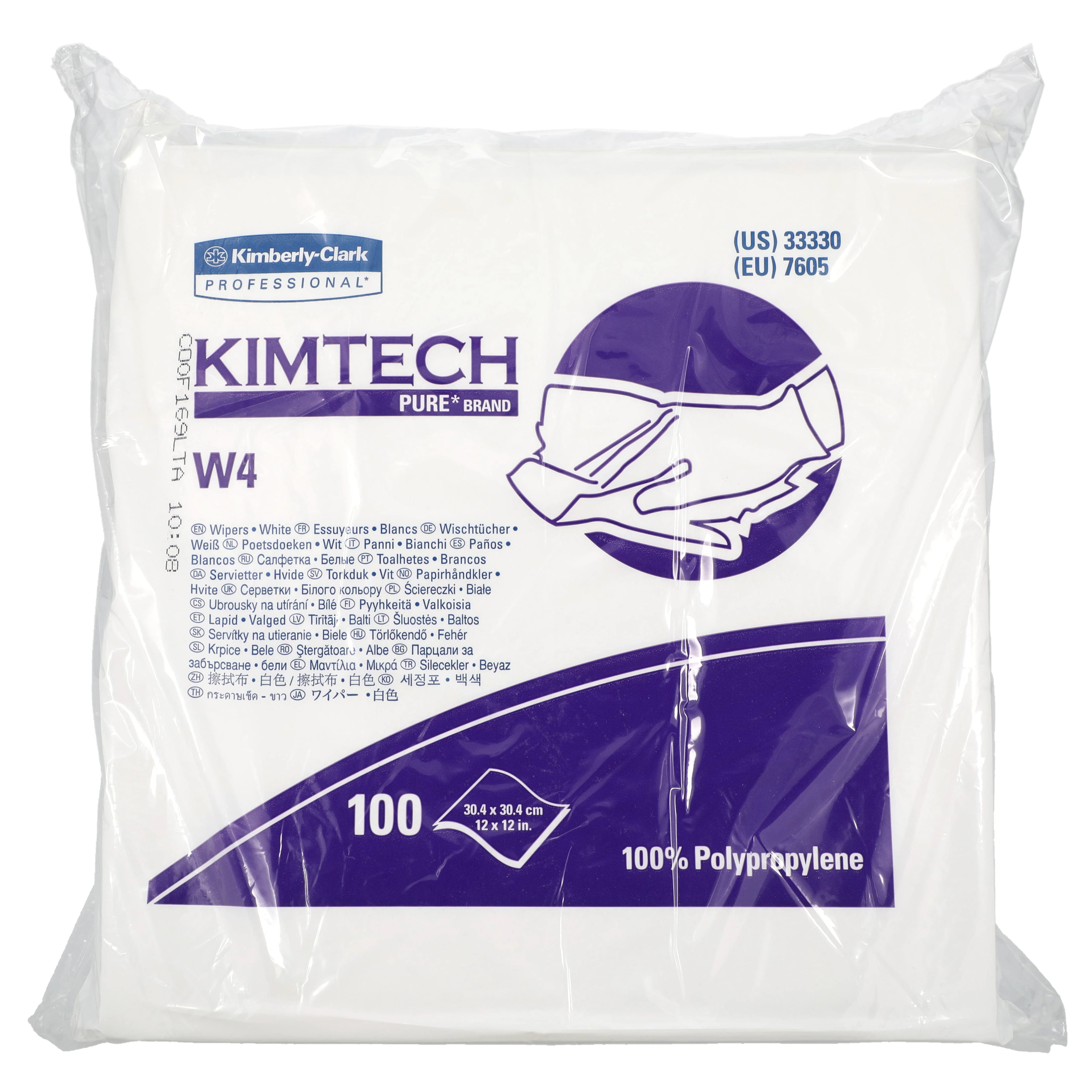 Kimtech W4 Critical Task Wipers, Dry, Polypropylene, 12 in x 12 in, White, 500/Case