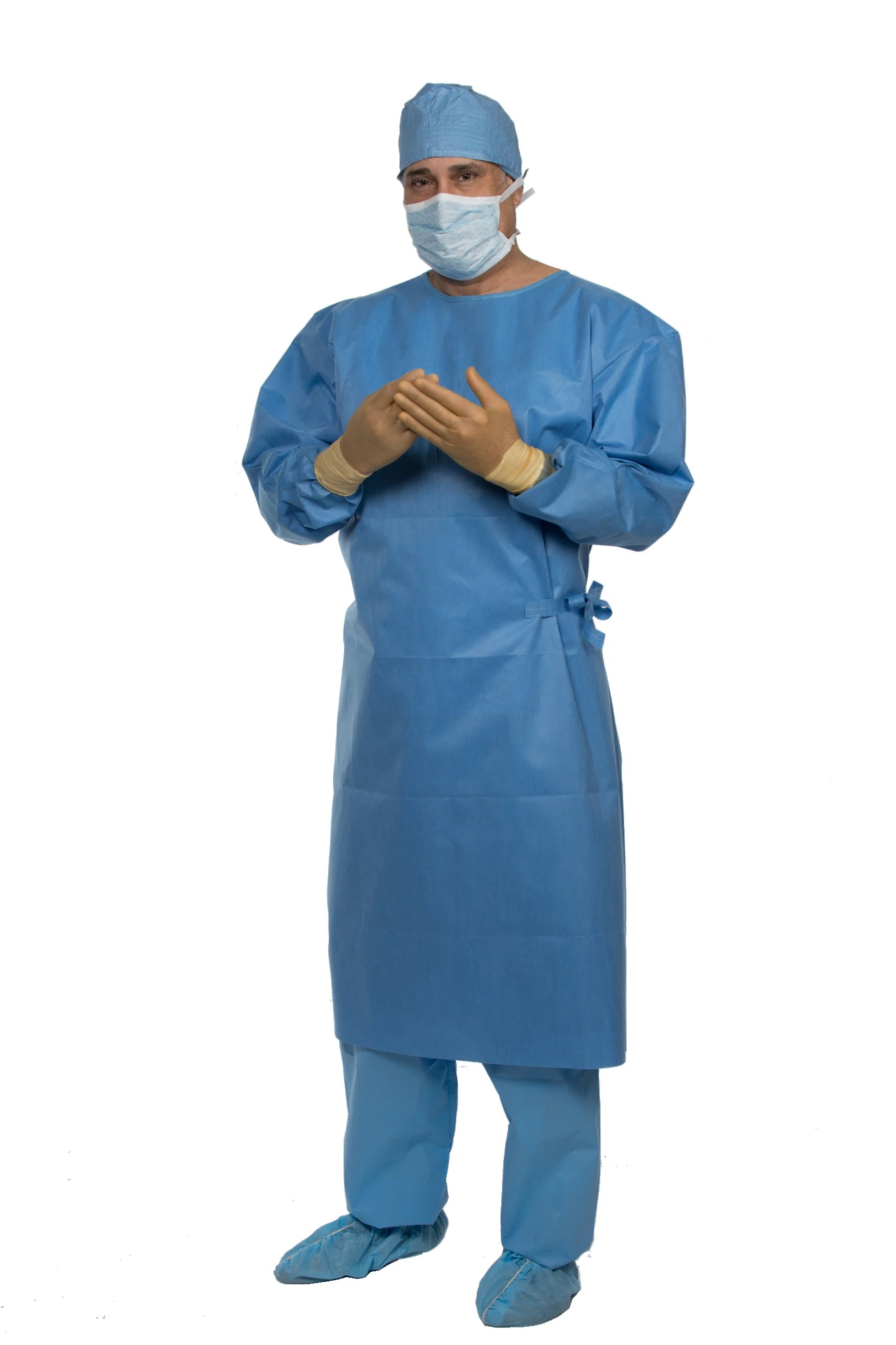 O & M Halyard Spectrum Non Reinforced Surgical Gown, AAMI Level 3, SMS, X-Large, Blue, Sterile, Full Back, Hook & Loop Neck, With Towel, 28/Case