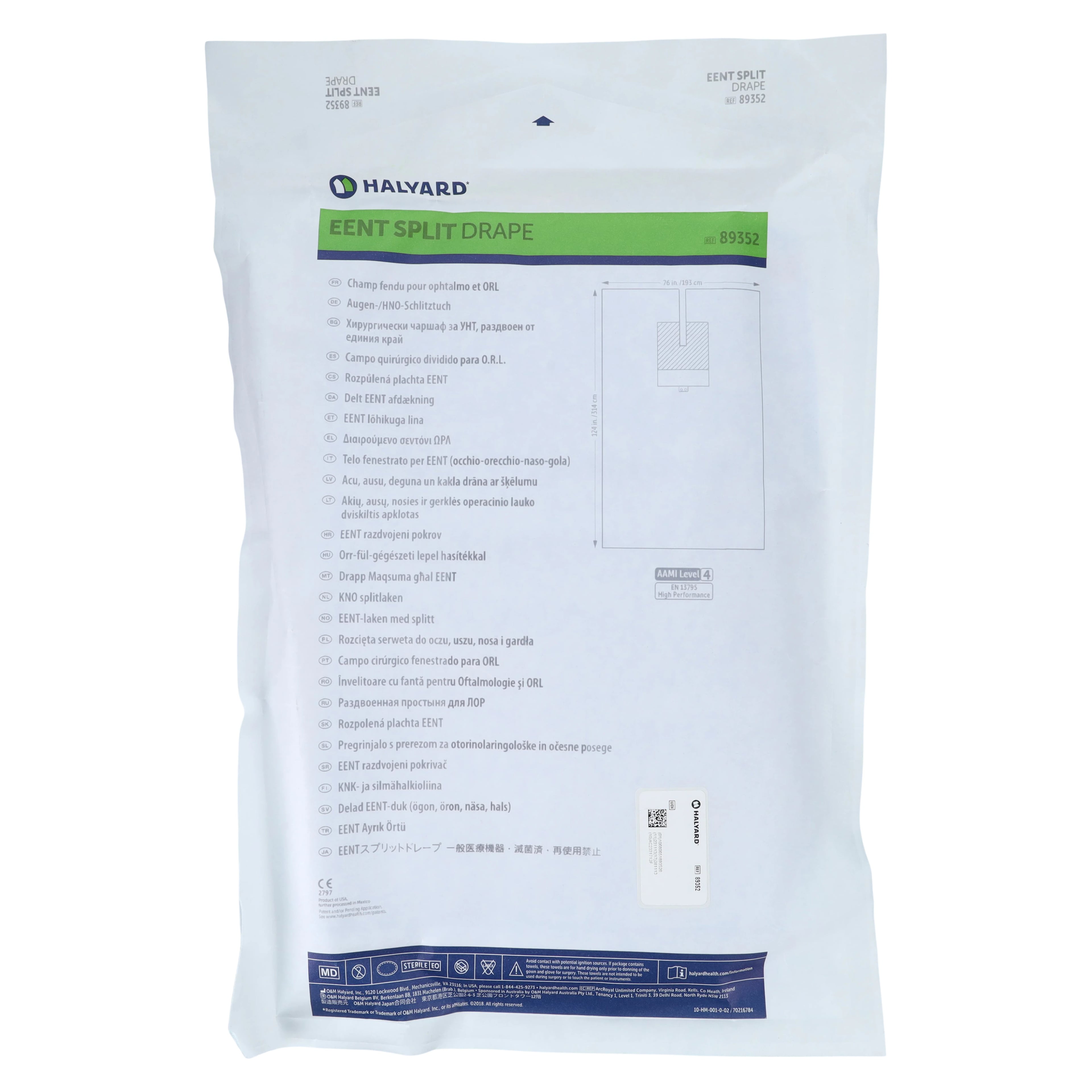 Halyard EENT Surgical Drape, Fenestrated, Sterile, 75" x 124"