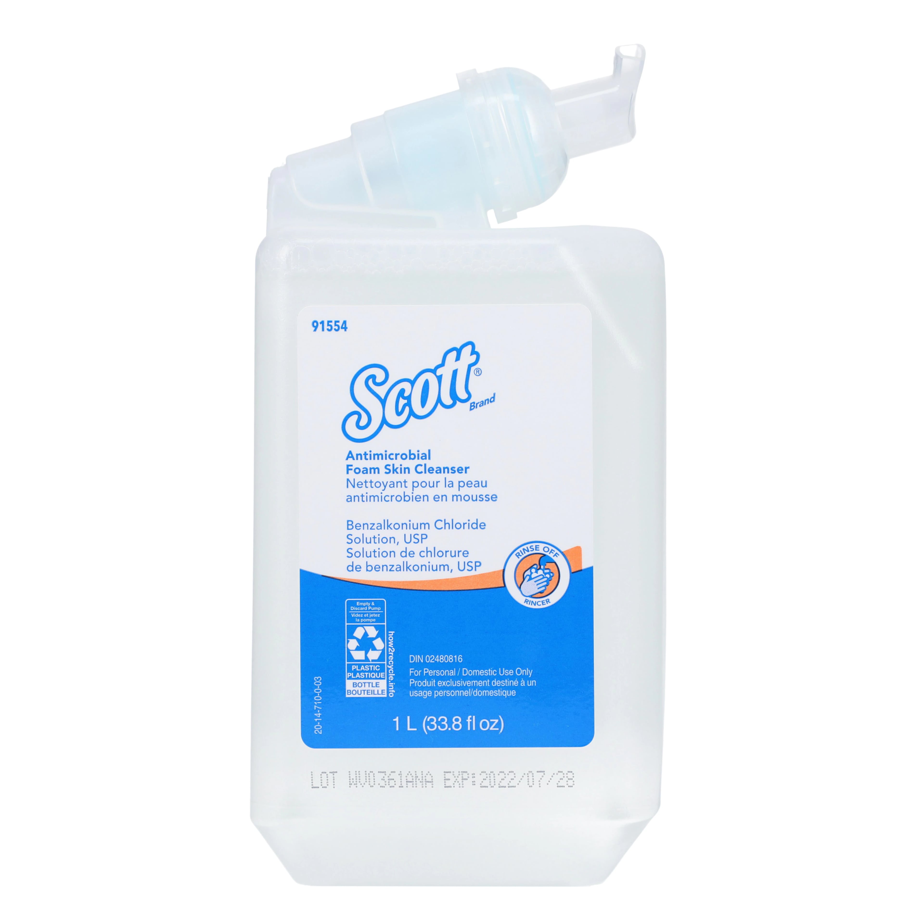 Kleenex Antibacterial Foam Skin Cleanser, 0.5% Triclosan, Fruit Scent, Clear, 1000 mL Refill, 6/Case
