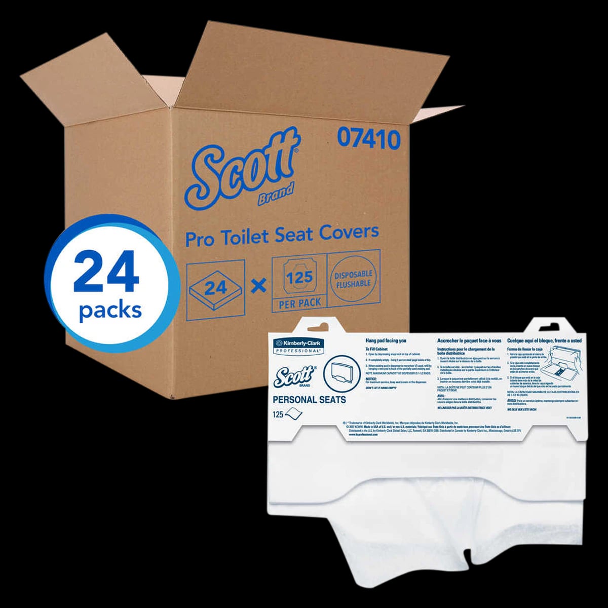 Scott Personal Seats Toilet Seat Covers, White, 15 in x 18 in, 3000/Case