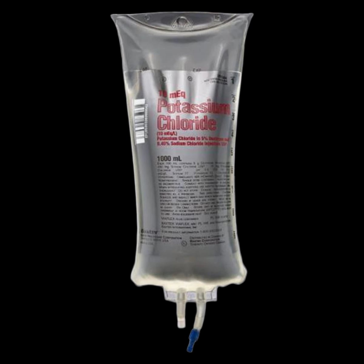 Baxter Potassium Chloride 0.05% in 0.45% Sodium Chloride Injection, 1000 mL Bag, 14/Case