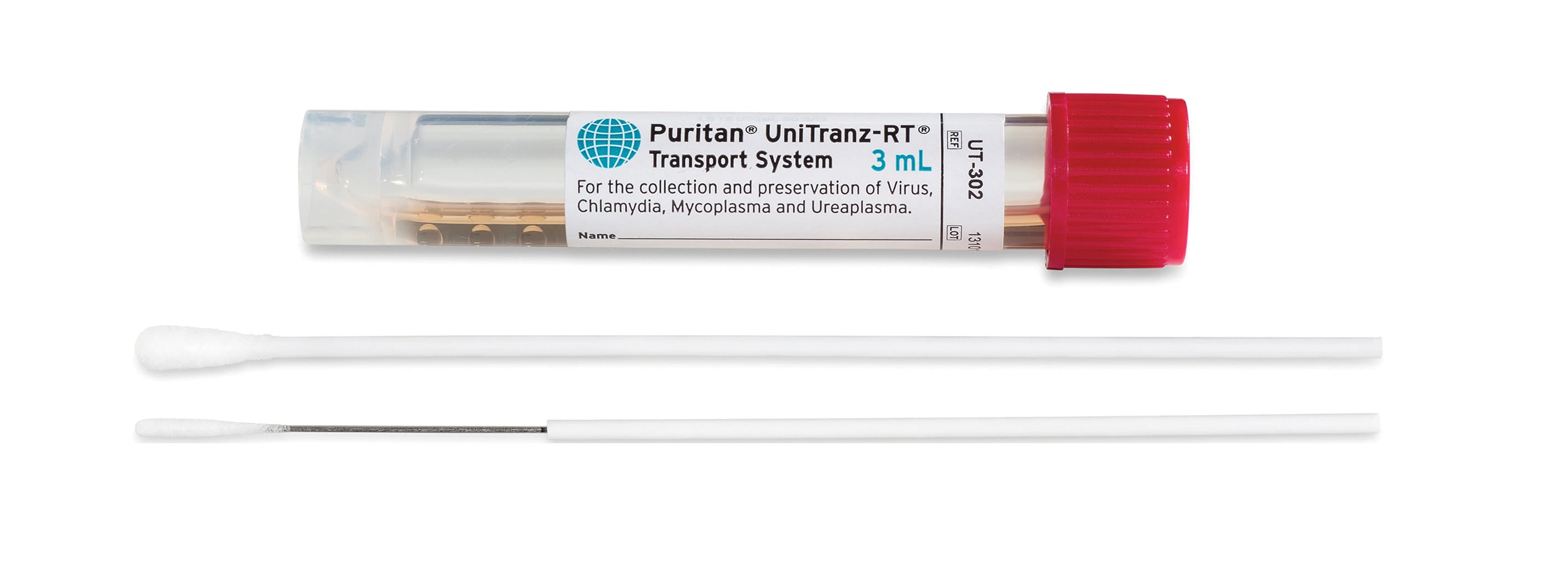 UniTranz-RT Specimen Transport System, 3mL, Sterile, Regular & Mini Tip Swabs, Red Screw Cap, 300/Case