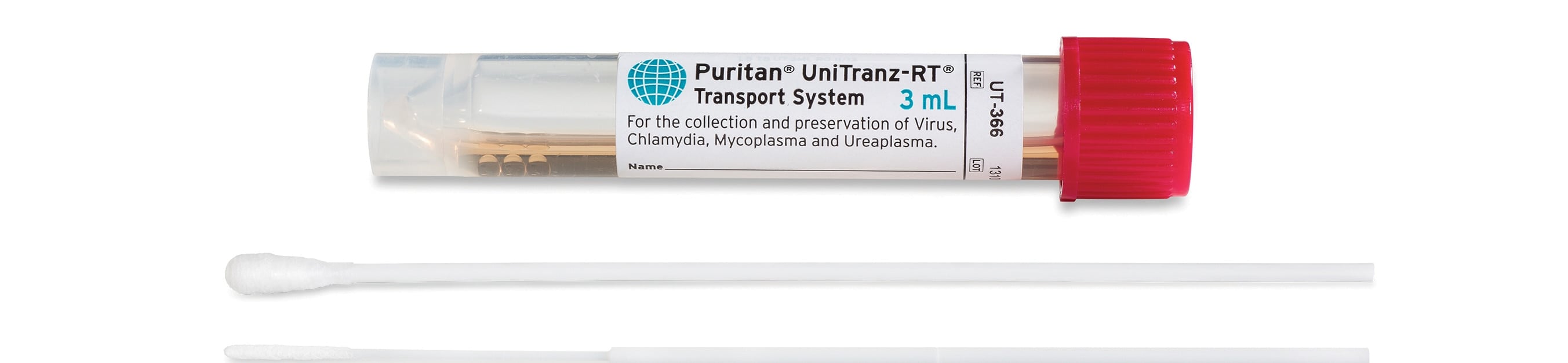Puritan UniTranz-RT UTM-RT Transport System, 3mL, Sterile, Regular & Mini Tip Swabs, Red Screw Cap, 300/Case