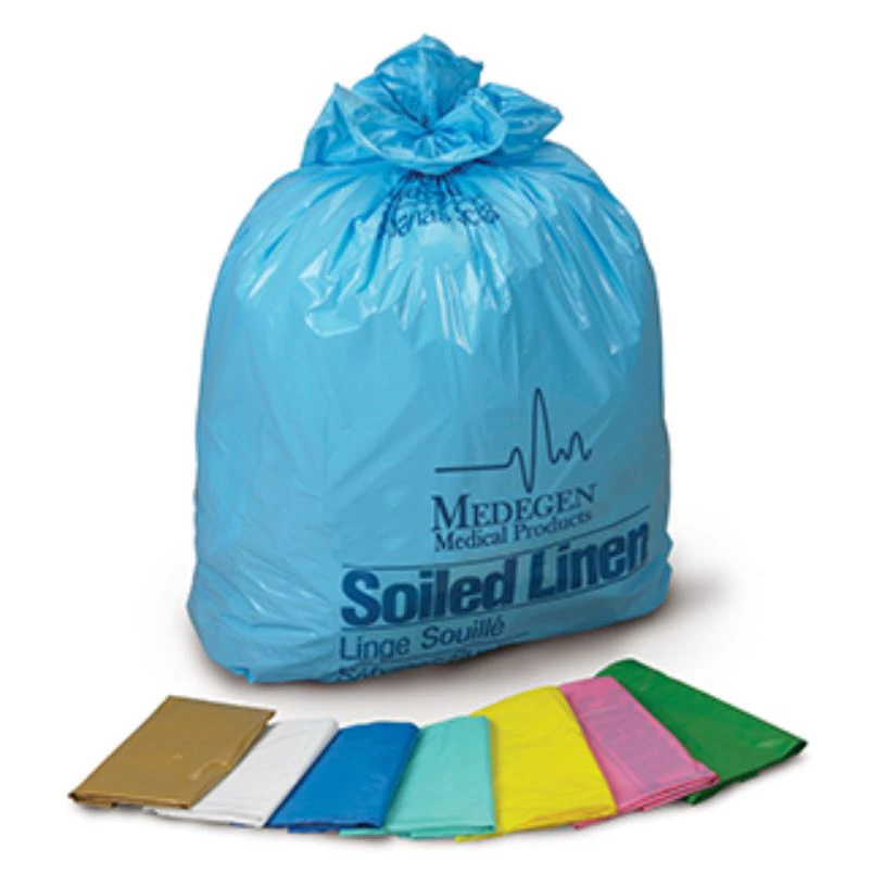 Medegen Soiled Linen Laundry Bag, 30-1/2" x 43", Yellow/Black Star Seal, HDPE, Coreless Roll, 25/Roll, 10 Rolls/Case (250/Case)