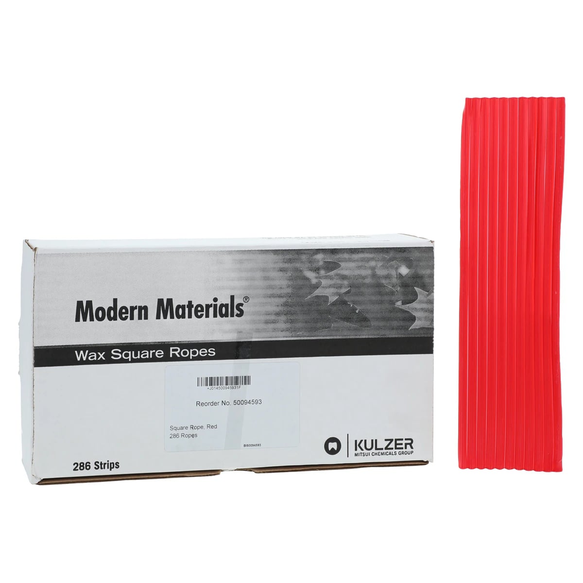 Kulzer Modern Materials Utility Wax Square Ropes, Red, 3/16" x 11", Box of 286, 50094593