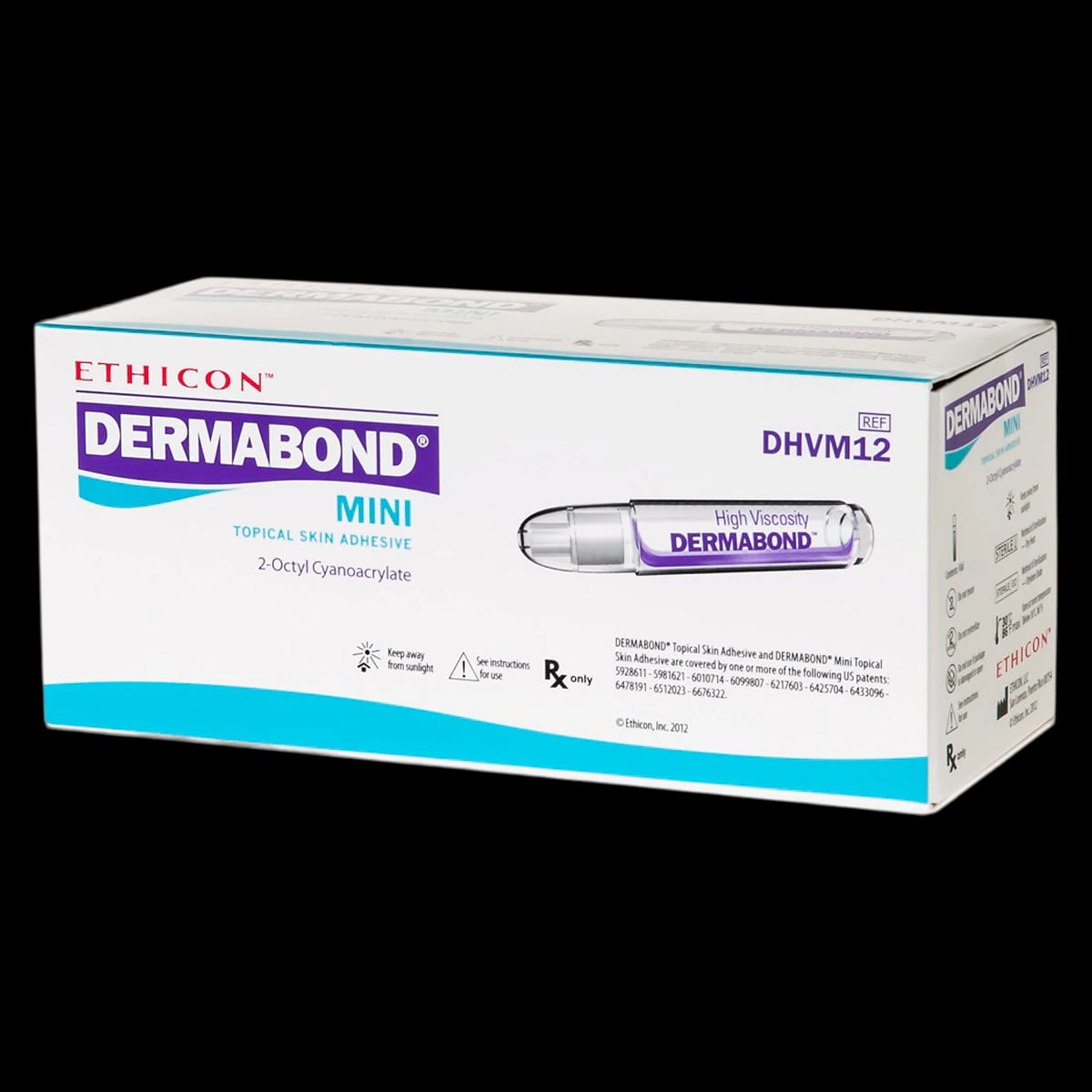 Dermabond Mini Topical Skin Adhesive, 2-Octyl Cyanoacrylate, 0.36mL, Violet, 12/Box, DHVM12