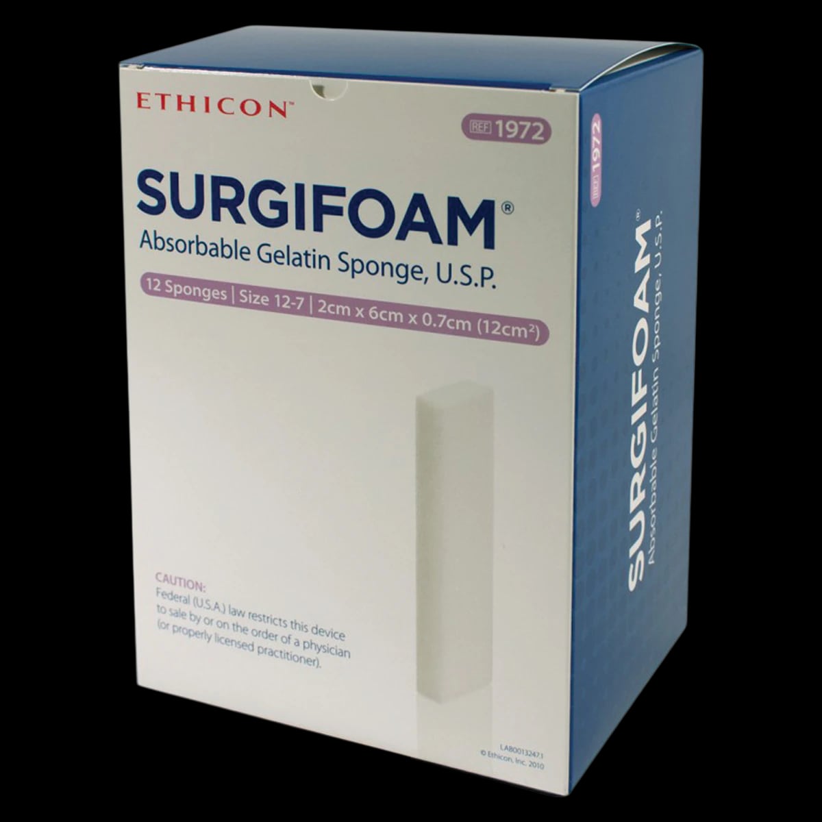 Surgifoam Absorbable Gelatin Sponge, Sterile, Porcine, 2 cm x 6 cm x 7 mm, 12/Box, 1972