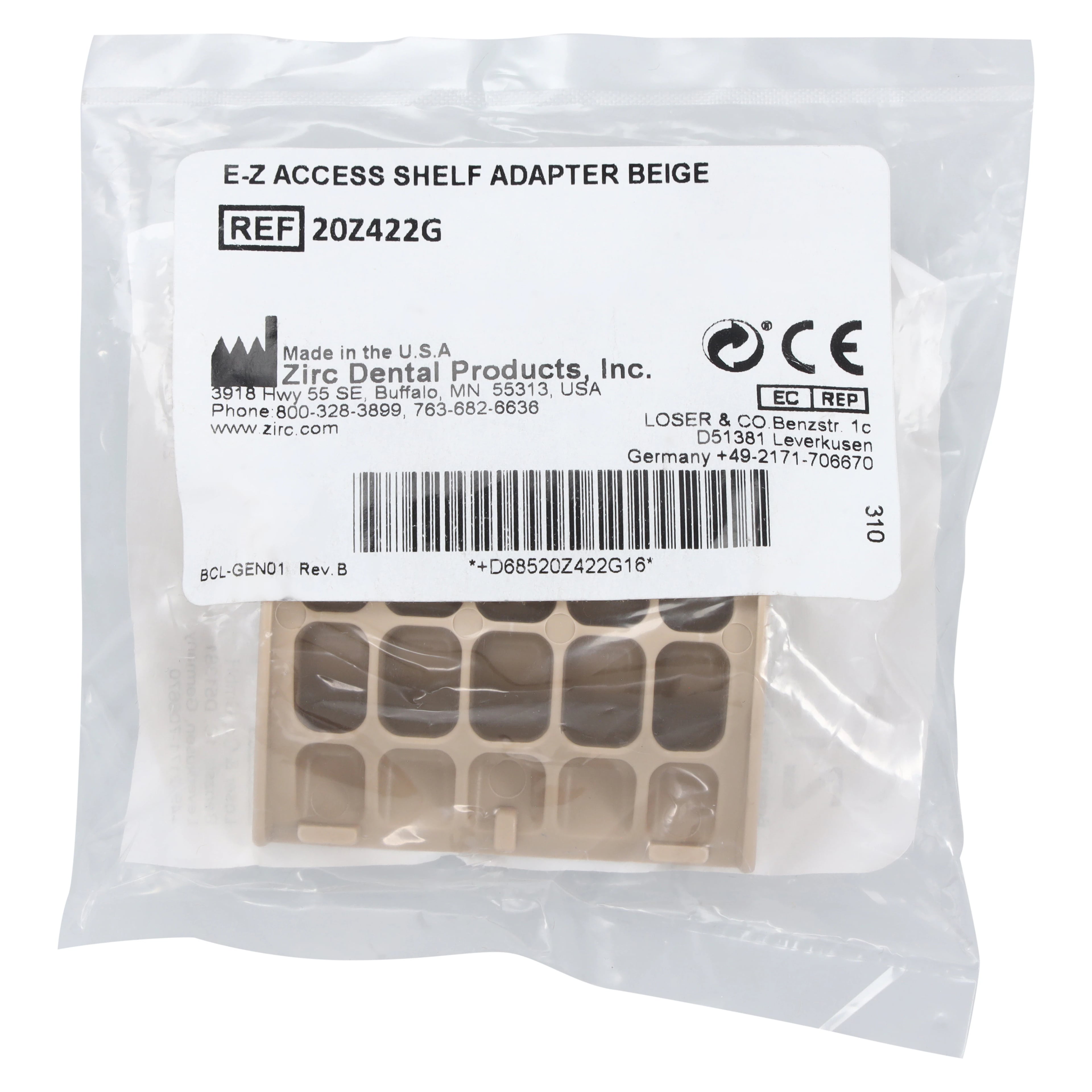 Zirc E-Z Access Shelf Adapter, Beige, Fits 1-3/8" to 2-3/4" Posts, 20Z422G