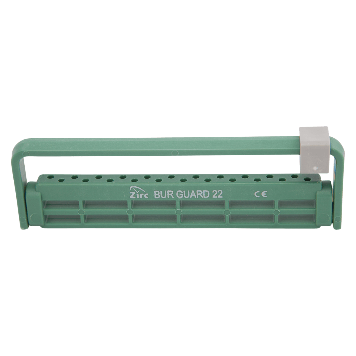 Zirc Dental Steri-Bur Guard 22-Hole Bur Block, Green, Autoclavable, 50Z410D