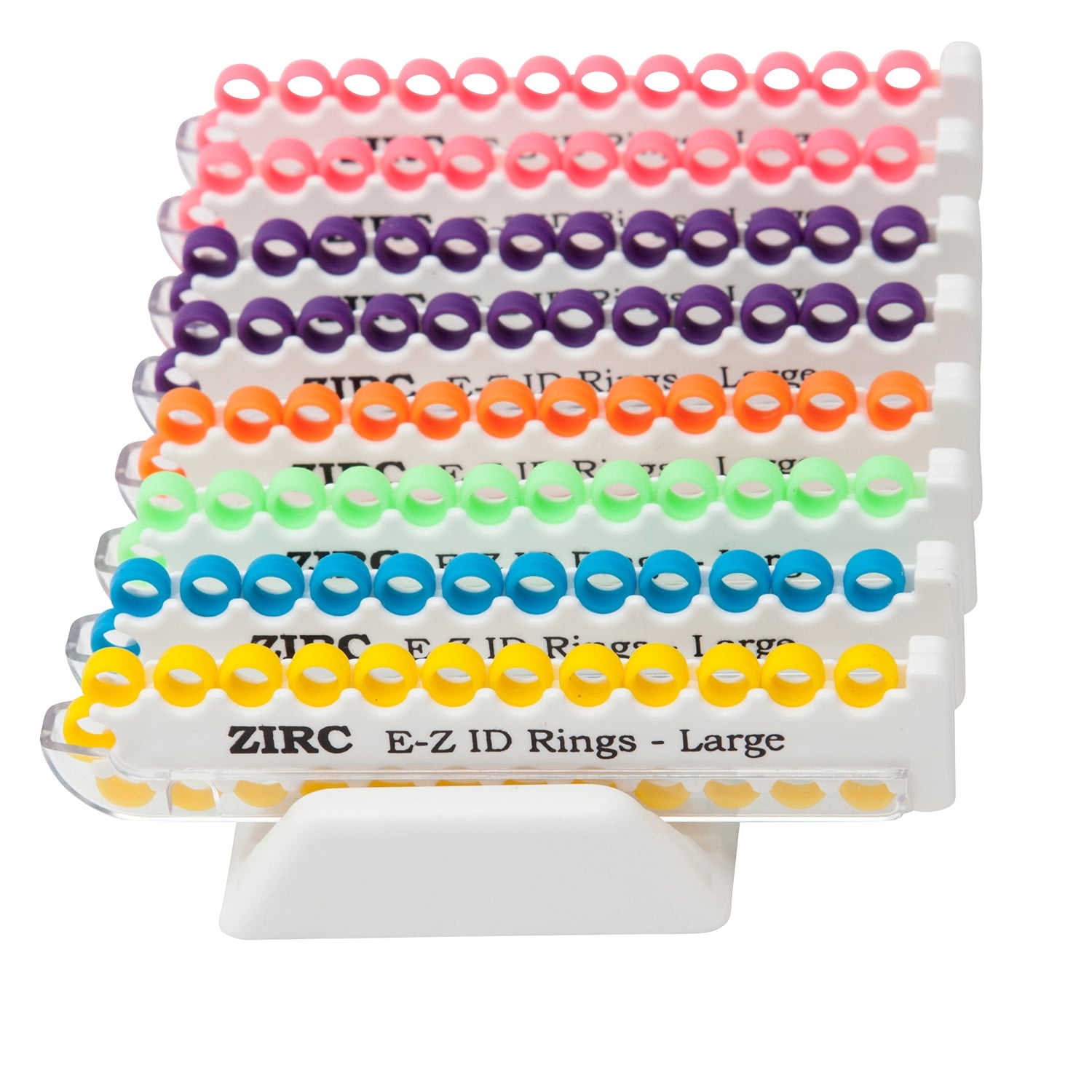 Zirc E-Z ID Instrument Ring System, Large, Vibrant Assorted Colors, 200 Rings with Dispensers and Rack, 70Z210