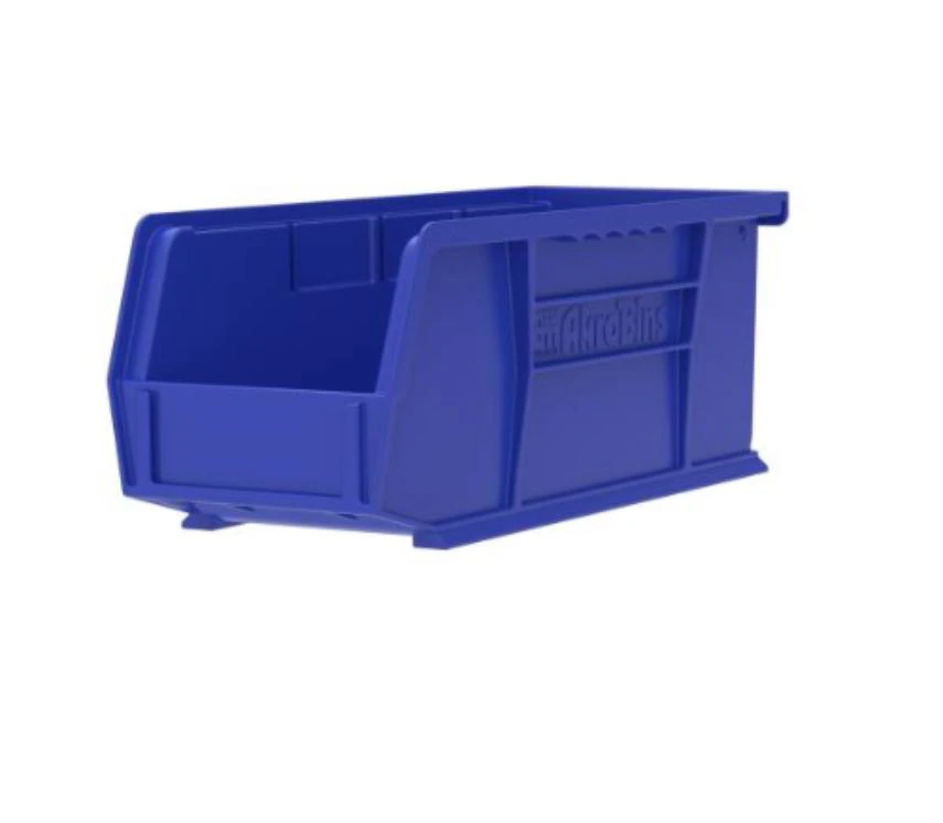 Akro-Mils AkroBins Storage Bin, Blue Polymer, with Label Holder, 10-7/8" x 4-1/8" x 4", 12/Case