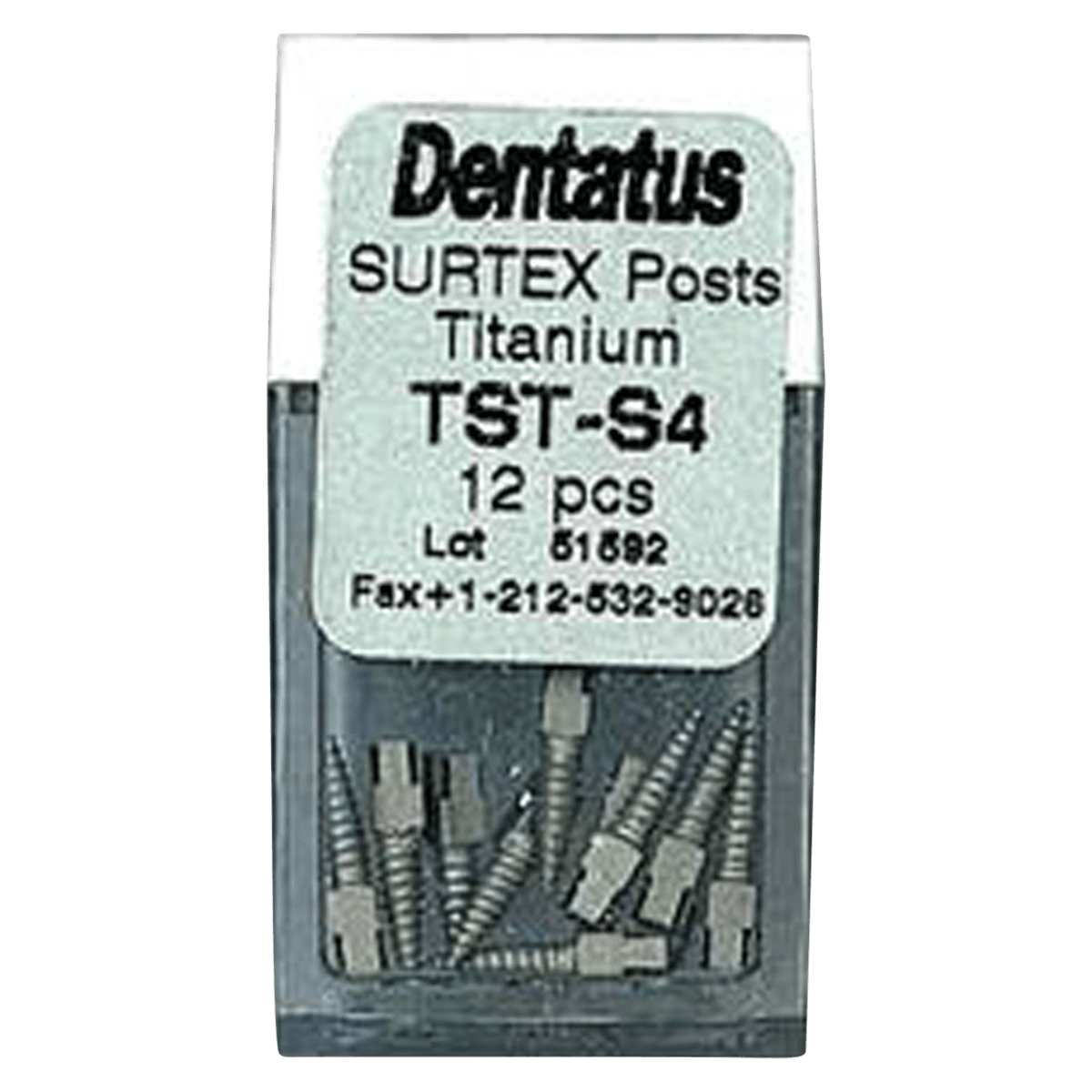 Dentatus Surtex Classic Surface-Treated Titanium Post Refill, Short, 1.50 mm Diameter, 7.8 mm Length, 12/Pkg, TST-S4