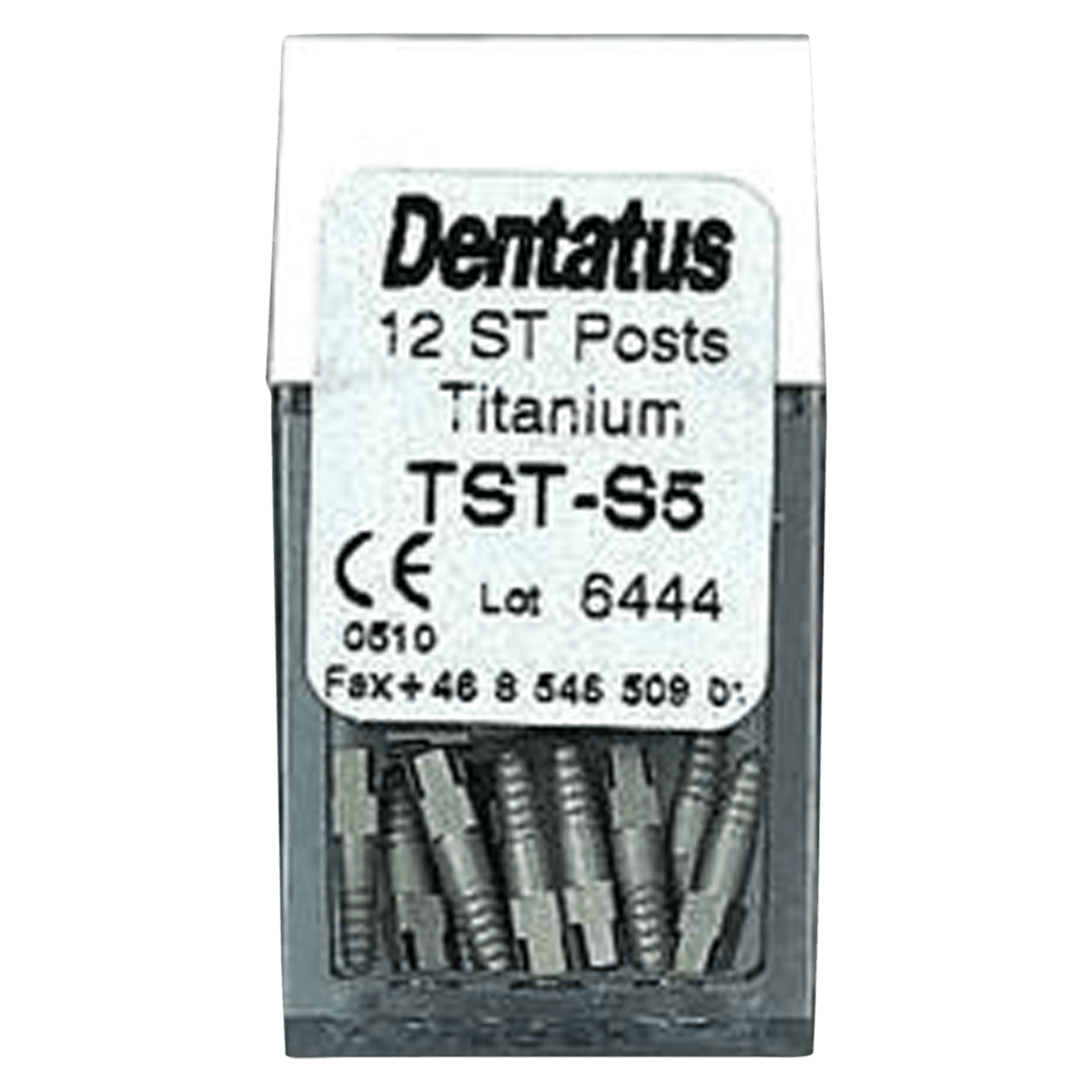 Dentatus Surtex Classic Surface-Treated Titanium Post Refill, Size S5, Short 7.8 mm, Diameter 1.65 mm, 12/Pkg, TST-S5
