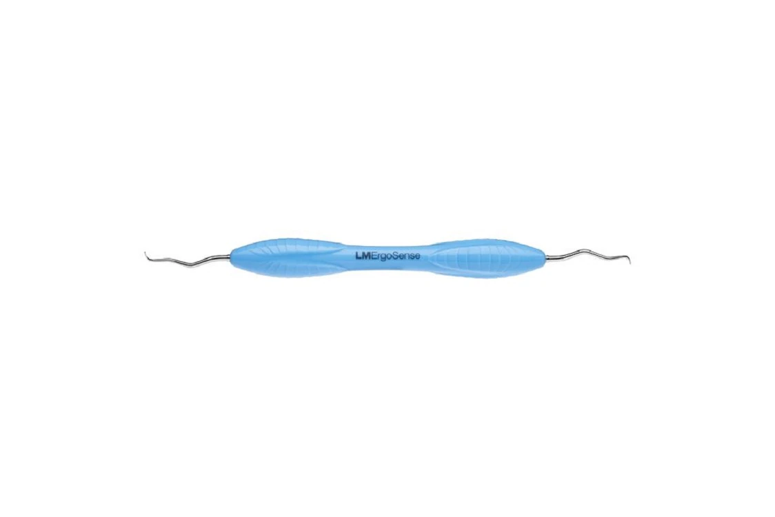 LM ErgoSense Gracey Curette Double-Ended 13/14, Stainless Steel, Light Blue Silicone Handle