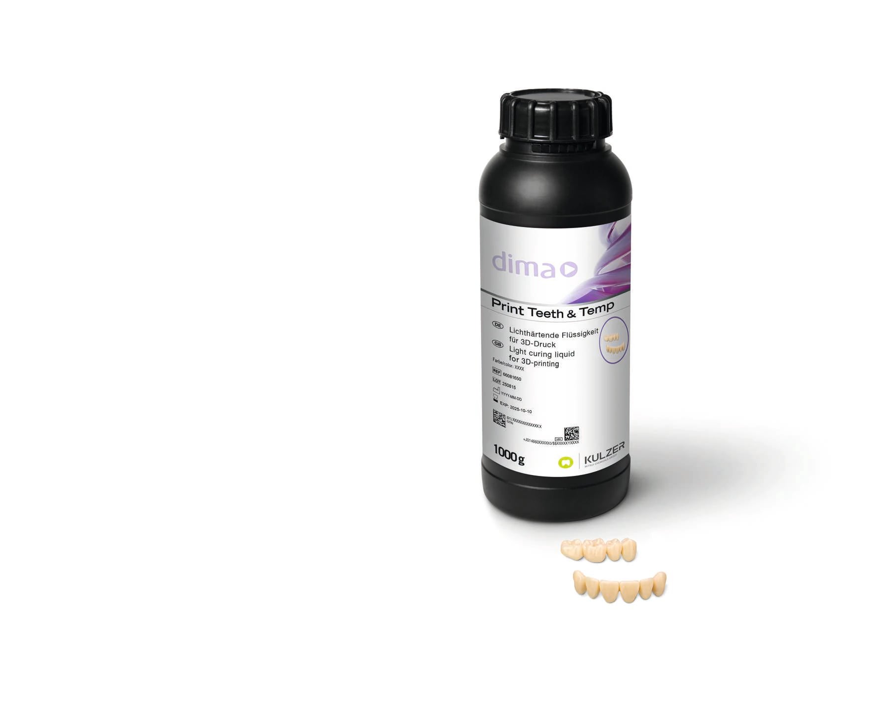 Kulzer dima Print Teeth & Temp 3D Printing Resin, Shade BL, 1000g (1L) Bottle, 1/Pk