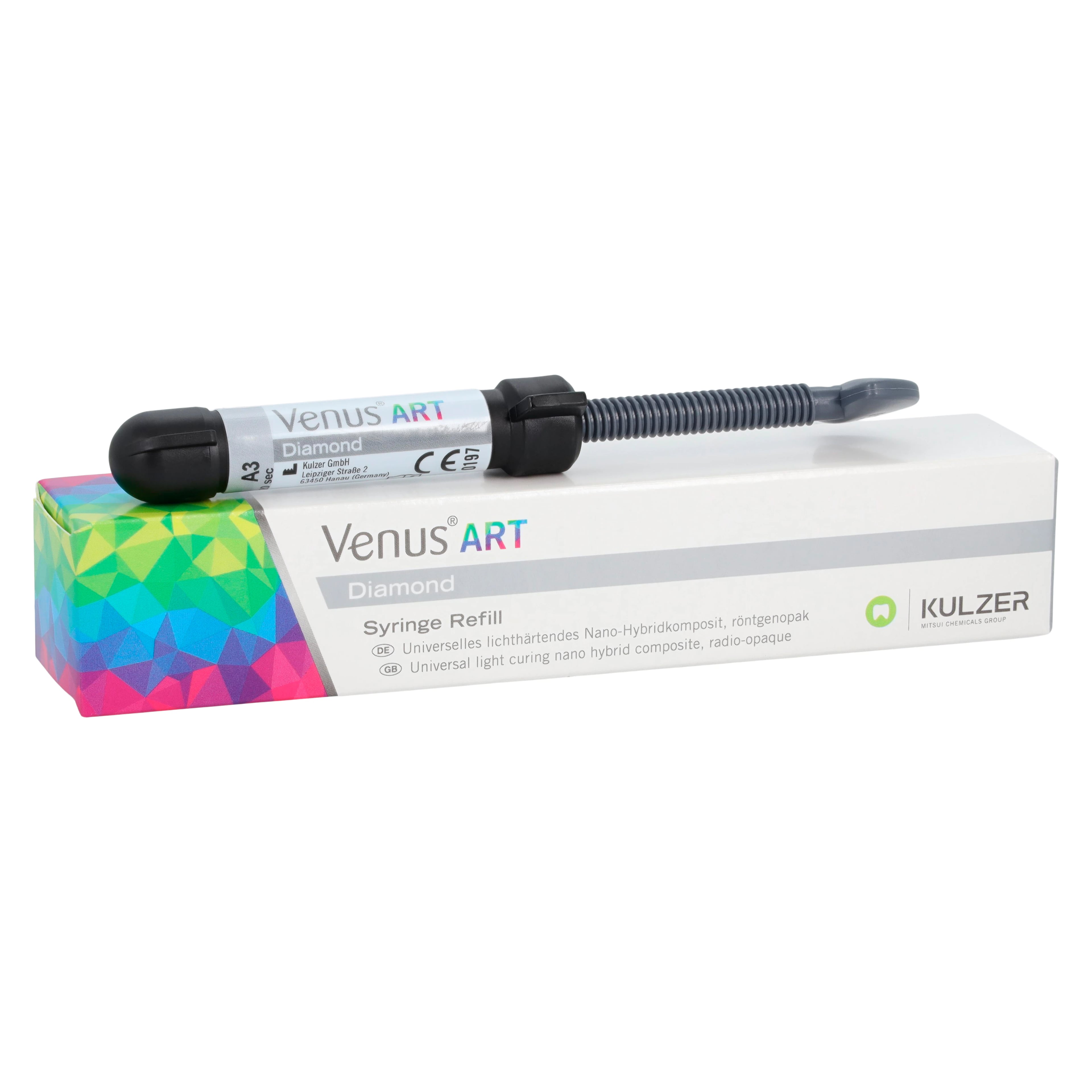 Venus Diamond Nanohybrid Universal Composite, Light-Cure, Syringe Refill, 4 g, Shade A3, 1/Pk, 66035474
