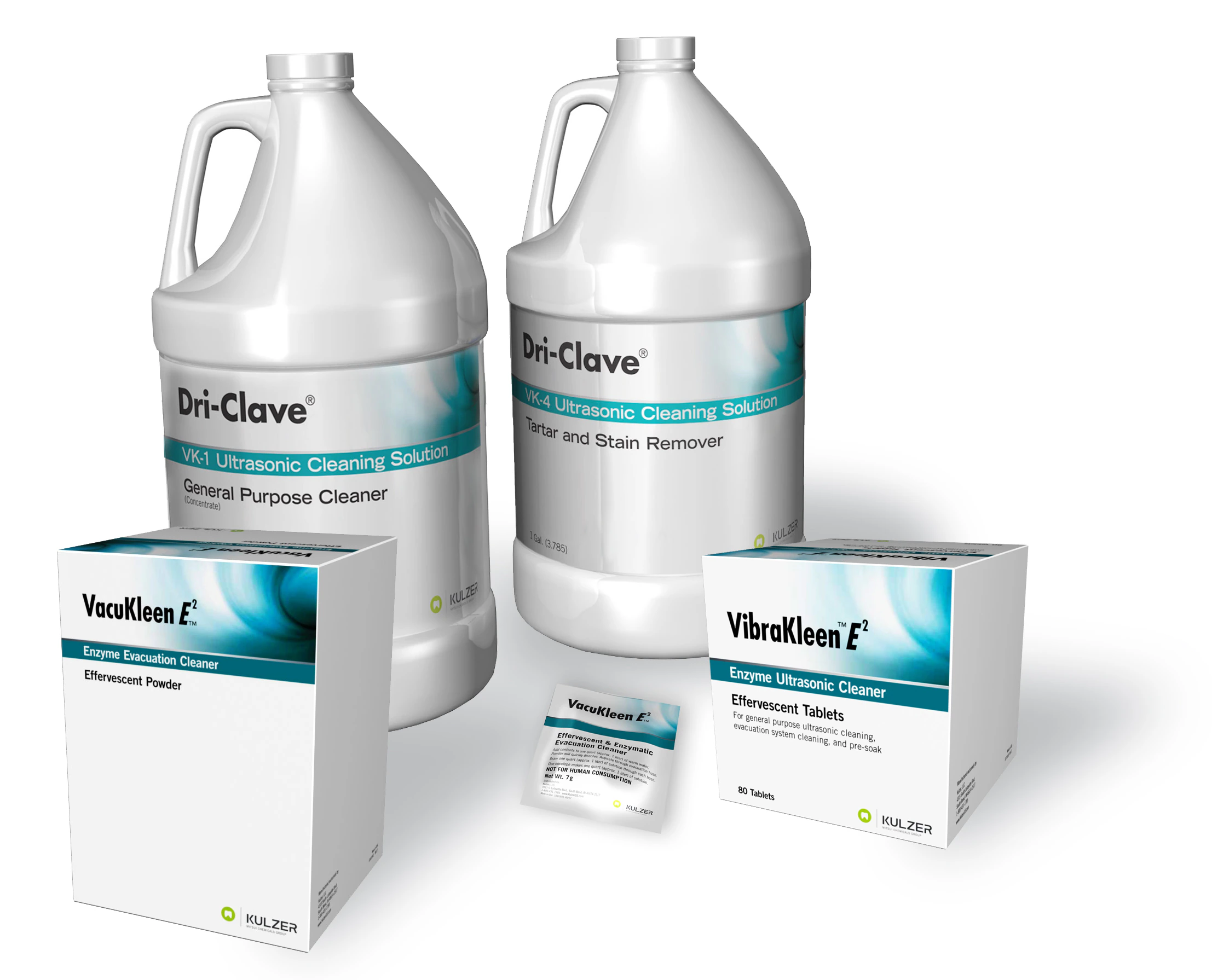 Kulzer VacuKleen E2 Evacuation System Cleaner, Unit-Dose 7g Pouches for Quarts, Lemon Scent, 60/Box, #50036100