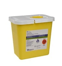 Cardinal Health ChemoSafety Chemotherapy Waste Container, 2 Gallon, Yellow, Hinged Lid, 7.25 x 10.5 x 10"