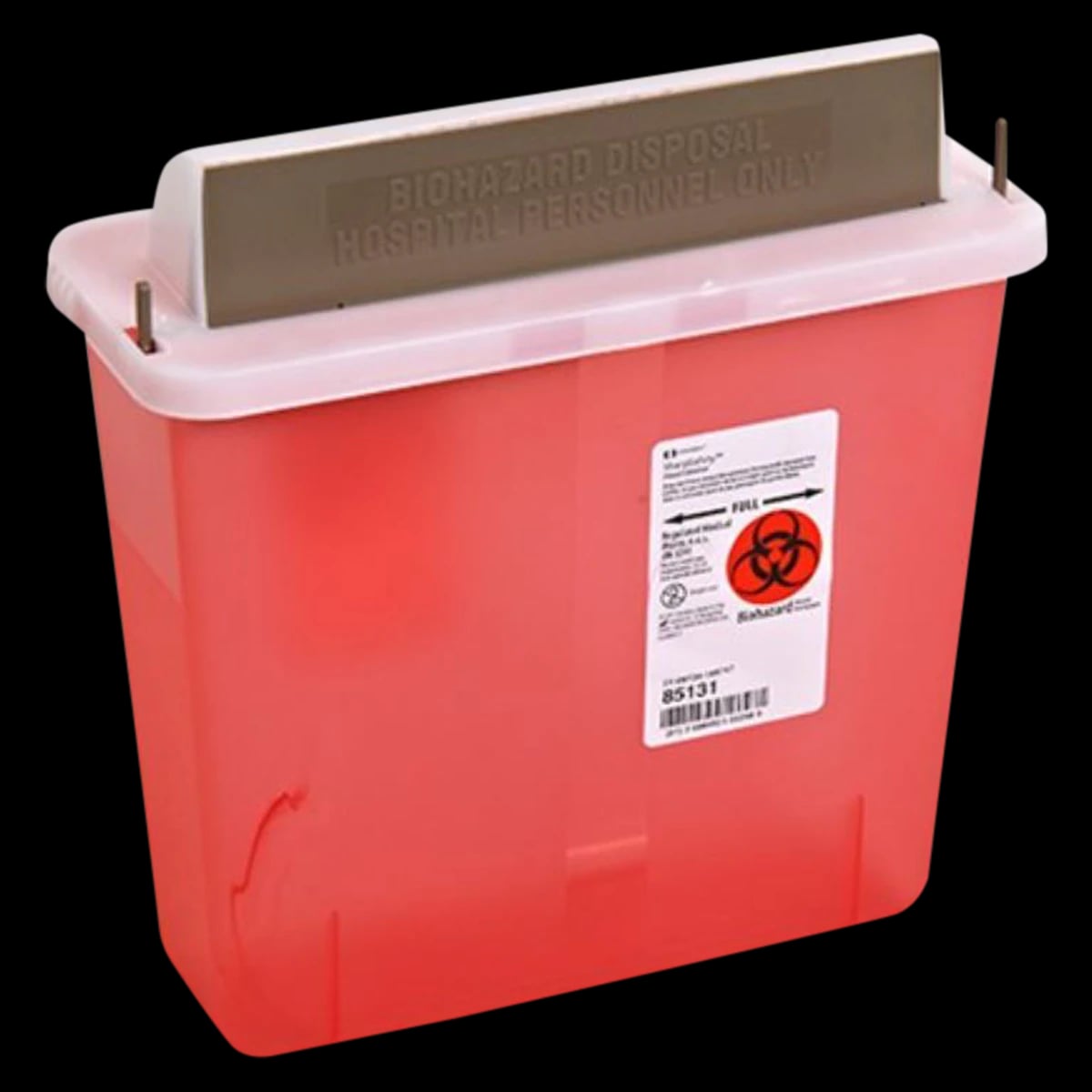 SharpSafety In-Room Sharps Container with Mailbox-Style Lid, 5 qt, Transparent Red, 85131