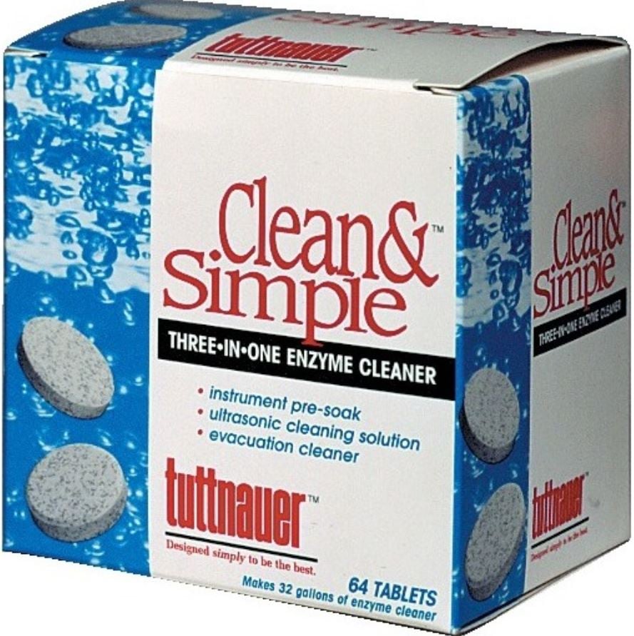 Tuttnauer Clean & Simple Ultrasonic/Enzymatic Cleaning Tablets, 64/Box, CS0064