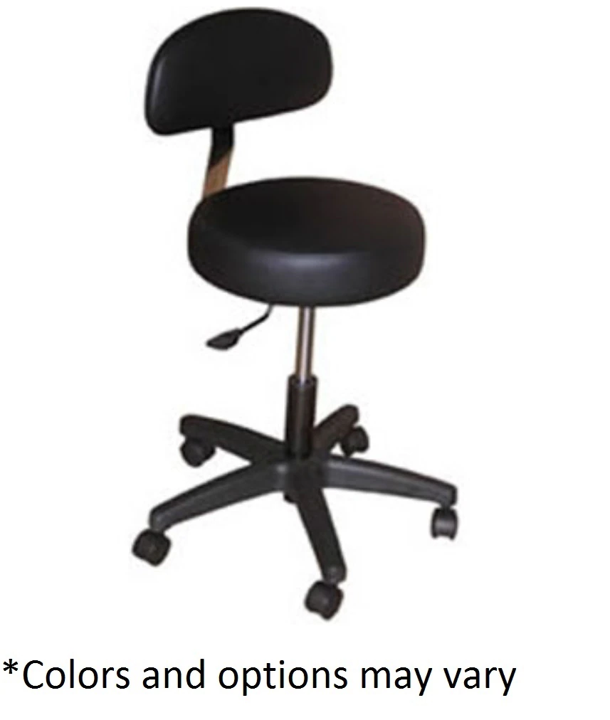 Brandt Industries Econobuoy Pneumatic Adjustable Backrest Exam Stool, Brown