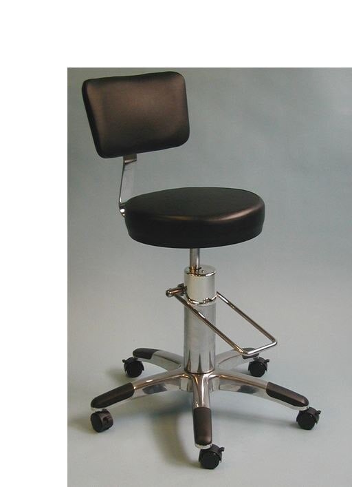 Brandt Industries Surgeons Stool with Backrest, Hydraulic Lift, Saddle Tan