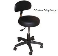 Brandt Industries Econobuoy Pneumatic Exam Stool with Back and Locking Casters, Black