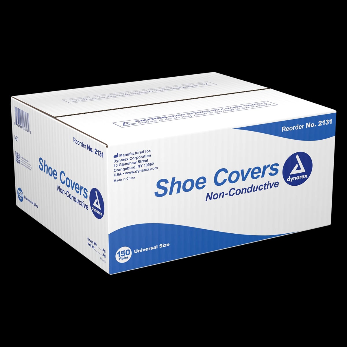 Dynarex Shoecovers Non-Conductive, One Size Fits Most, Blue, Non-Skid, 150/Case, #2132
