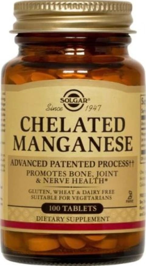 Chelated Manganese Tablets, 100 Count Bottle