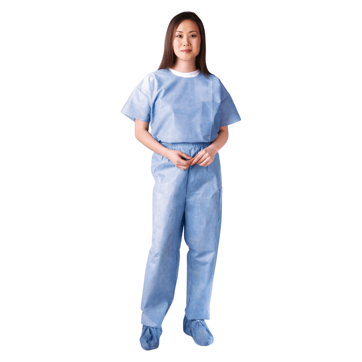 Medline Unisex Scrub Shirt, Large, Blue, 30/Case