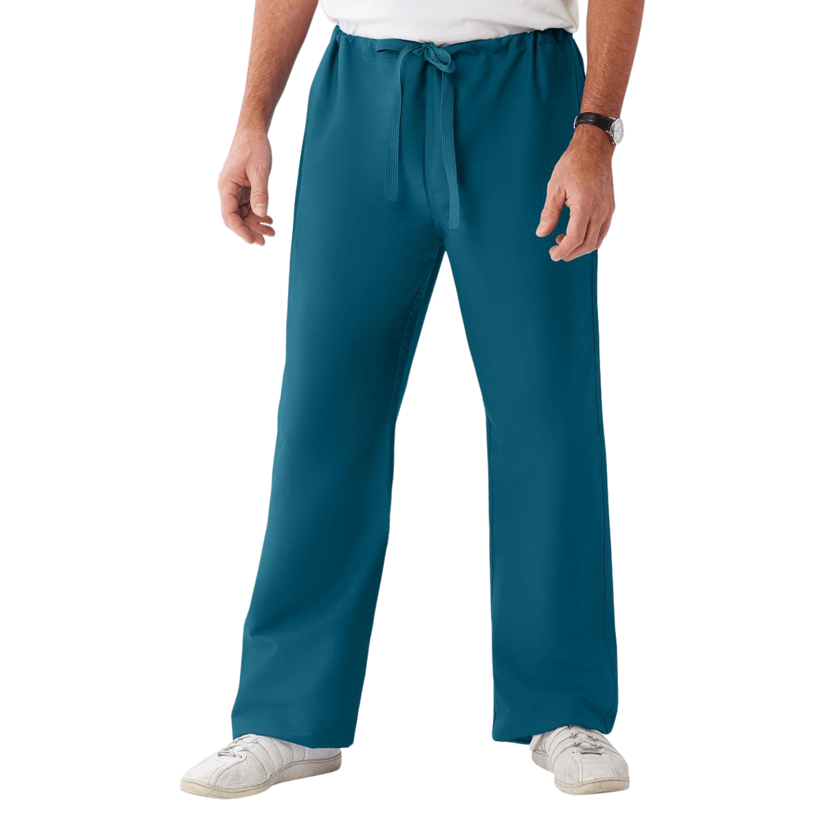 ComfortEase Unisex Reversible Scrub Pants with Drawstring, Medium, Caribbean Blue, 1 Each