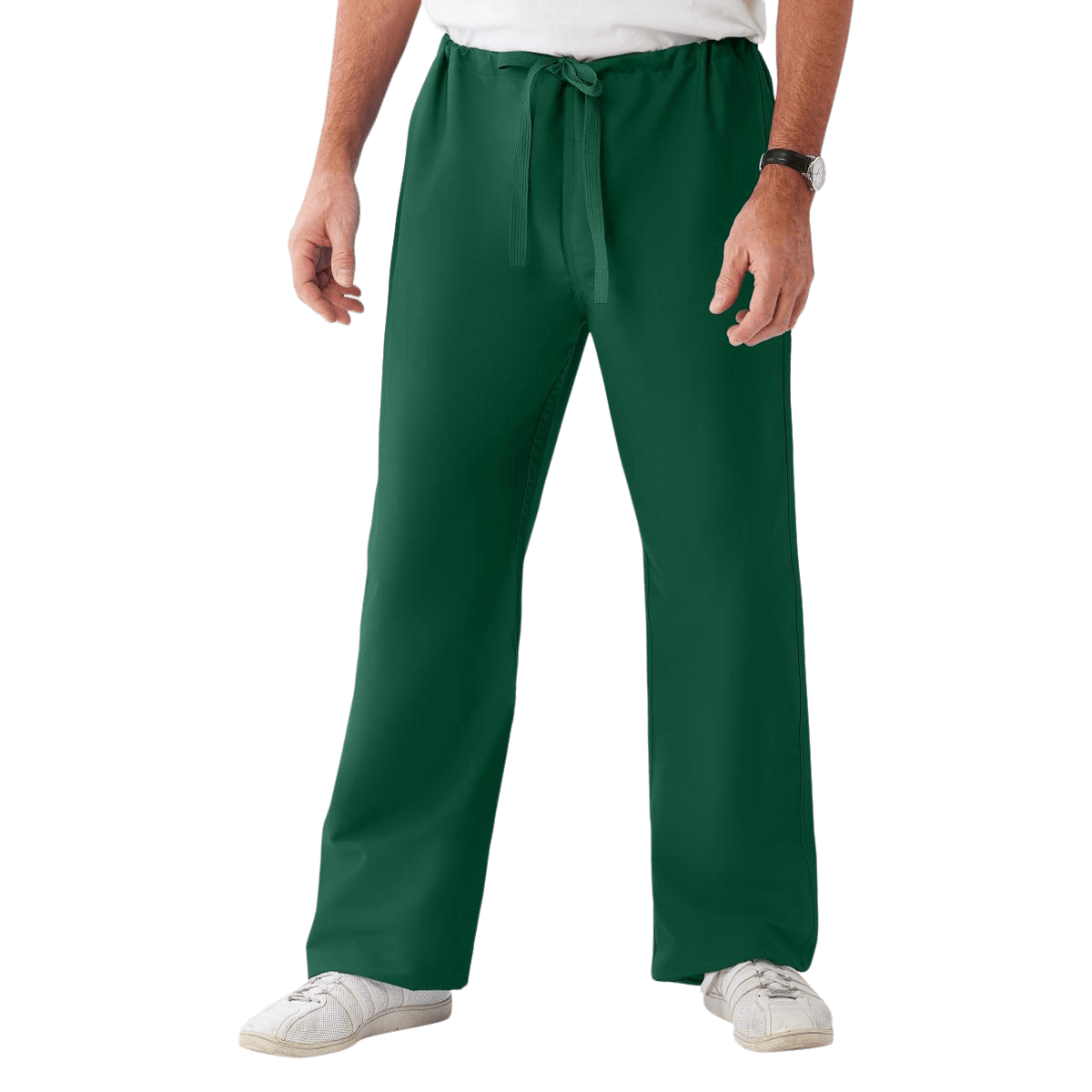 ComfortEase Unisex Reversible Scrub Pants with Drawstring, Medium, Evergreen, 65% Polyester/35% Cotton, 1 Each