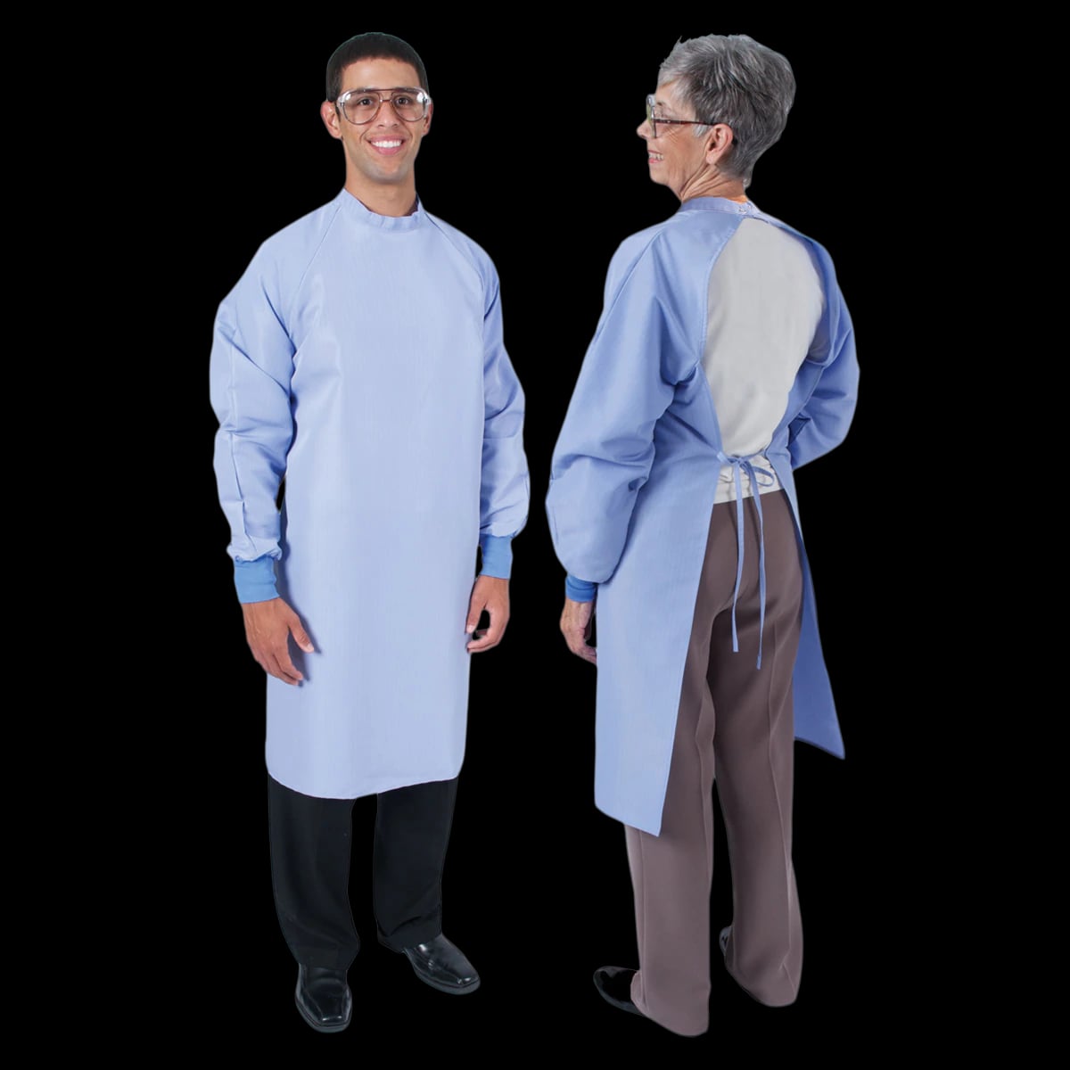 Denline Open Back Gown, Adult 2X Large, Ceil, 41 in, Reusable, 99% Polyester/1% Carbon