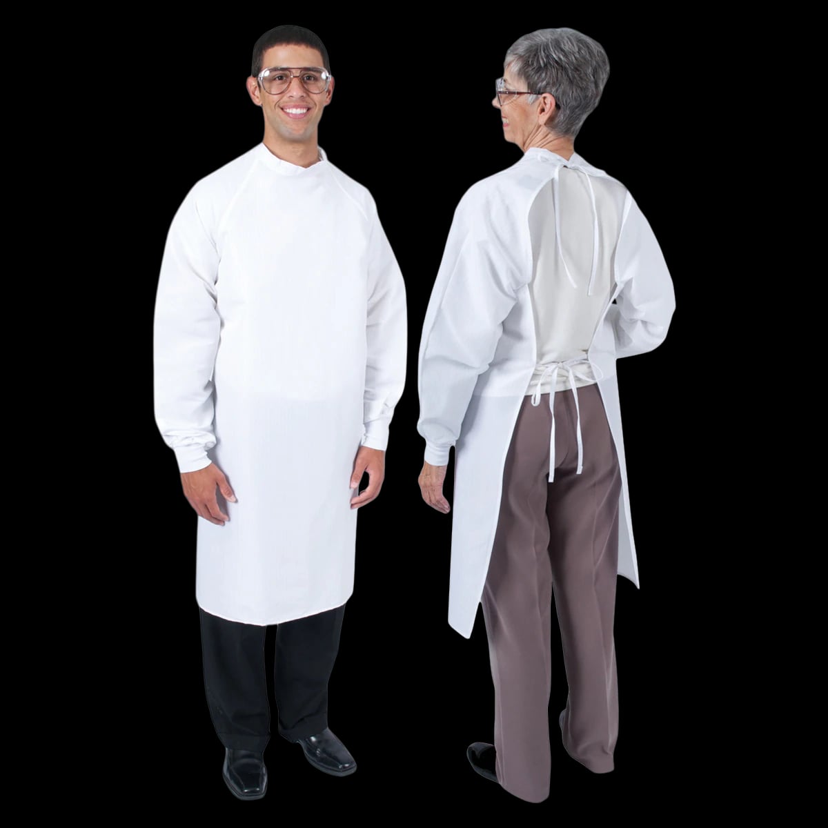 Denline Open Back Gown 41, Adult Large, White, Reusable, 99% Polyester/1% Carbon