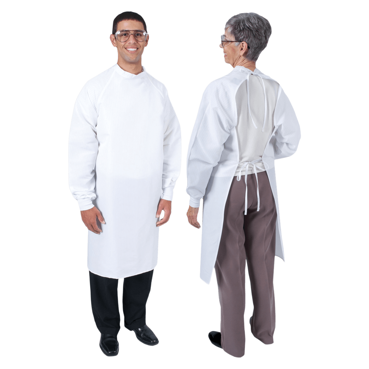 Denline Protection Plus Open Back Gown, Adult Unisex X-Large, White, 41 in, Reusable, Each