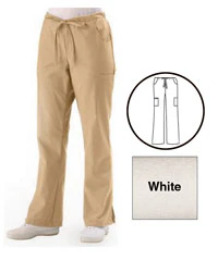 ComfortEase by Medline Scrub Pant, Cargo 5-Pocket, Tall, White, 65% Polyester / 35% Cotton, Style 8865, Each