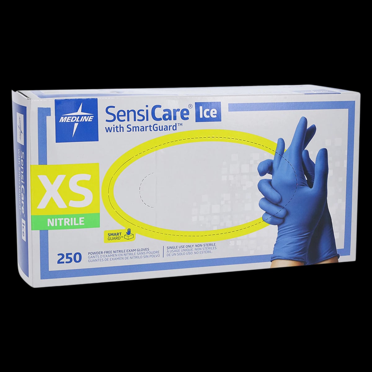 SensiCare-Ice Nitrile Examination Gloves, Powder Free, Non-Sterile, X-Small, Violet Blue, Chemo Tested