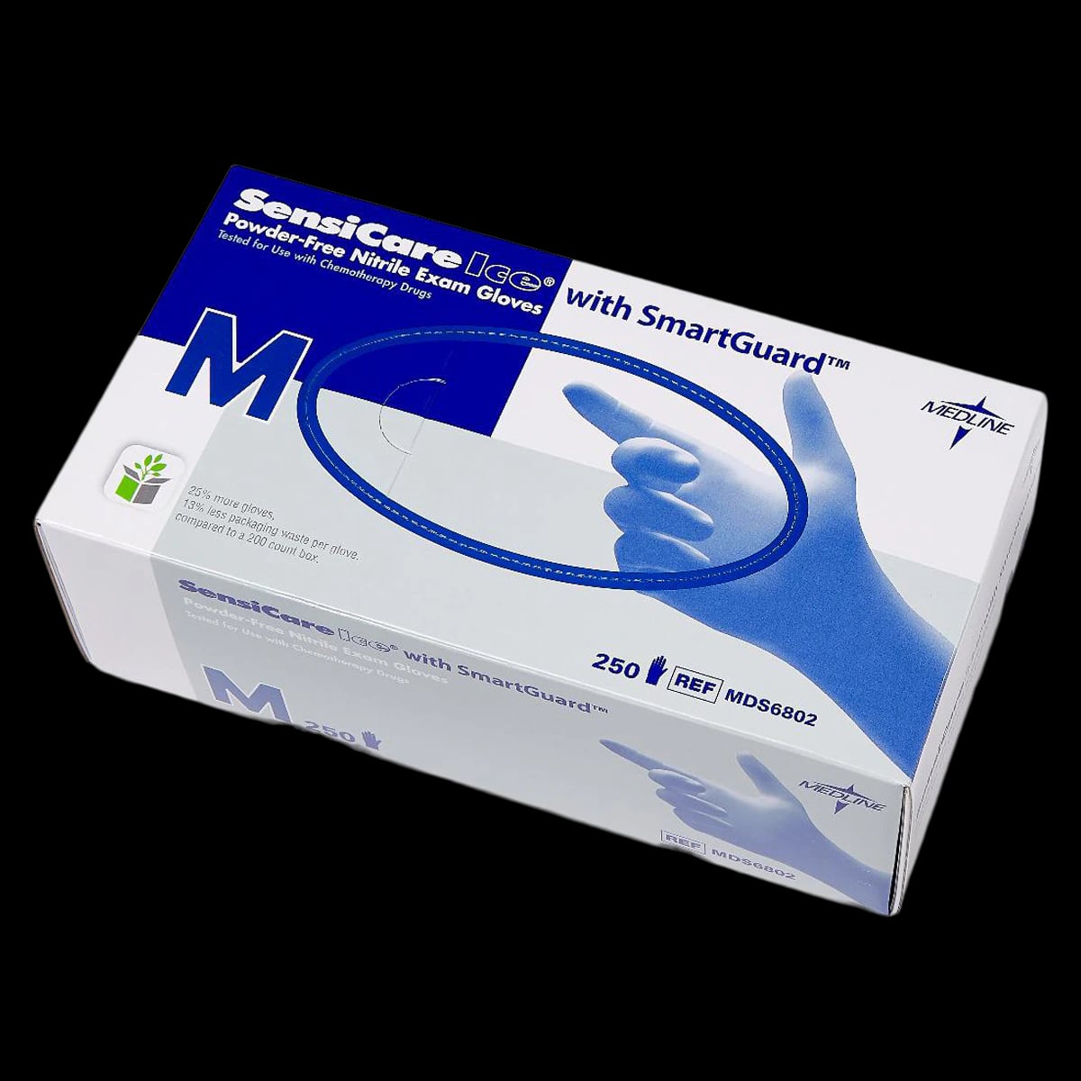 SensiCare-Ice Nitrile Examination Gloves, Powder Free, Non-Sterile, Medium, Violet Blue