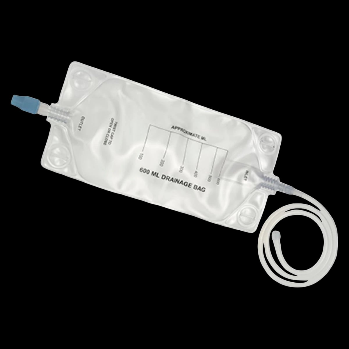 Argon Medical Nephrostomy Drainage Bag, 600 mL, Anti-Reflux Twist Valve