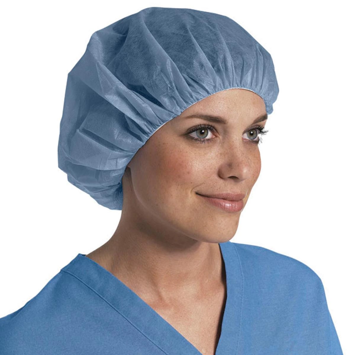Medline Pro Series Bouffant Cap, Medium, Blue, Non-Latex, 500/Case