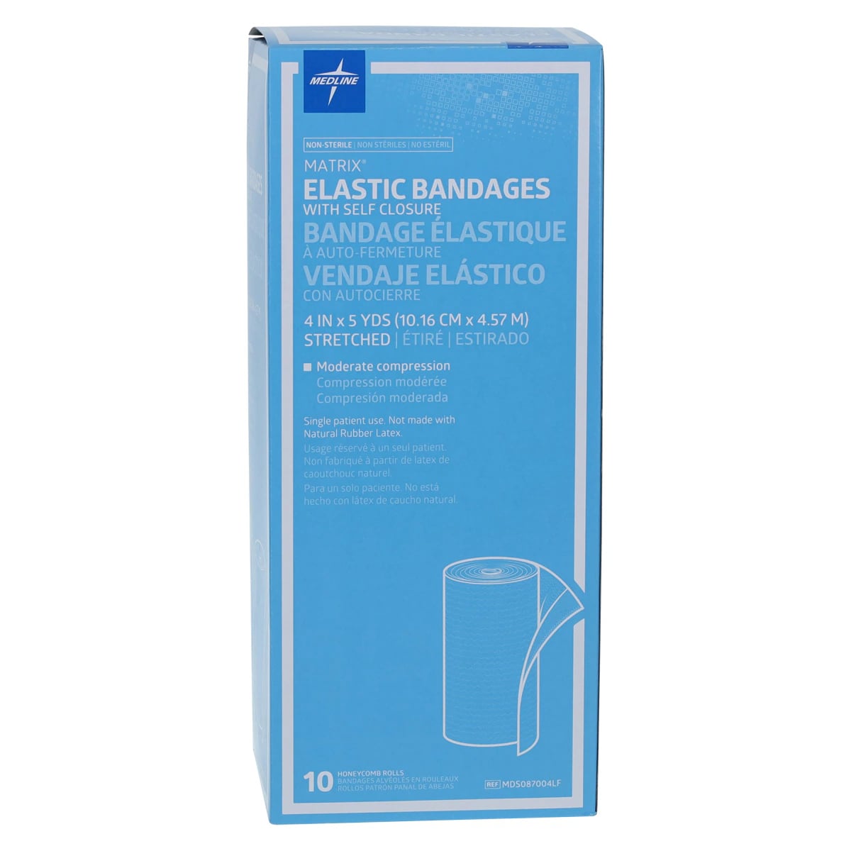 Medline Matrix Stretch Bandage, Elastic, 4" x 5 yd, 10/Box