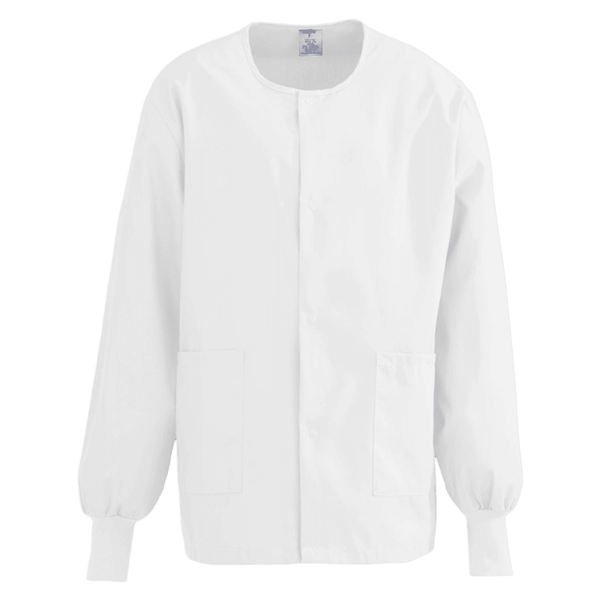 ComfortEase Warm-Up Jacket, Unisex, White, 3X-Large, 2 Pockets, Long Sleeves, Knit Cuff, Reusable, 8832