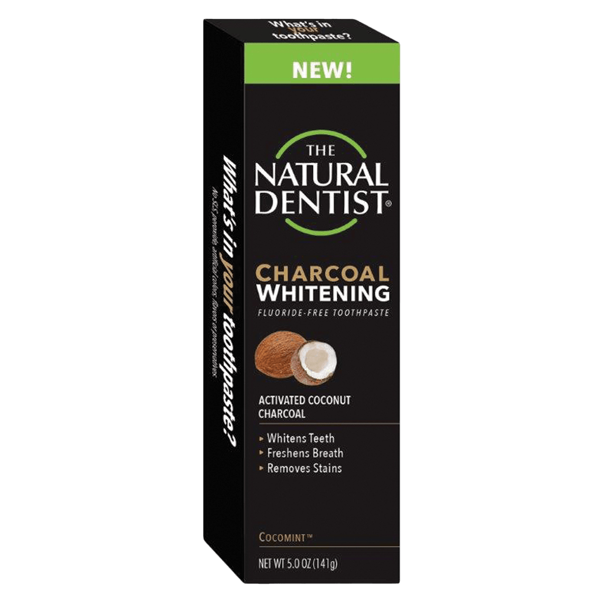 Natural Dentist Charcoal Whitening Toothpaste, Adult, 5 oz, Cocomint Flavor, Fluoride