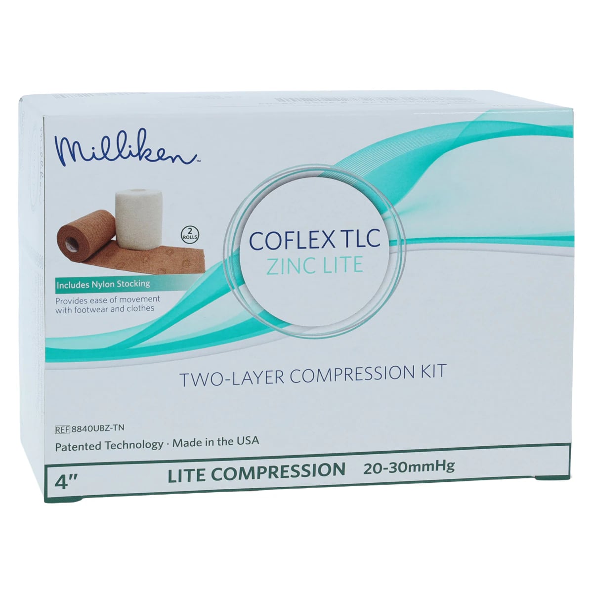 CoFlex TLC Zinc Lite Compression Bandage, Elastic/Foam, 4" x 6 yd, Tan/White, Non-Sterile, 2 Rolls/Box