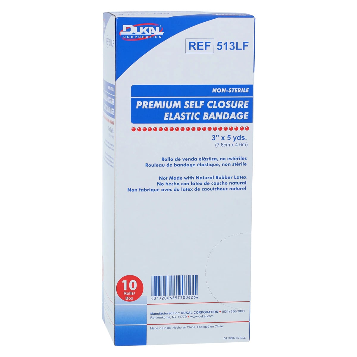 Dukal Premium Elastic Bandage, Cotton/Polyester, 3" x 5 yd, Non-Sterile, 10/Box