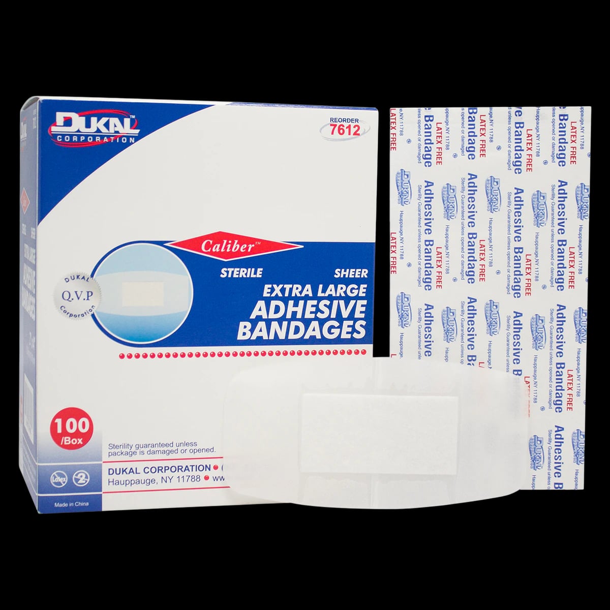 Caliber Adhesive Bandage, Plastic, Sheer, Sterile, 2" x 4", 100/Box