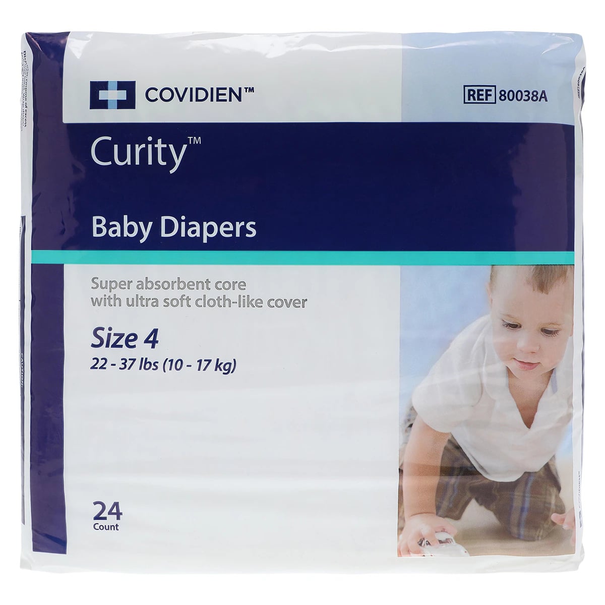 Curity Baby Heavy Diapers, Size 4 (Large), 22-35 lb, 24/Package