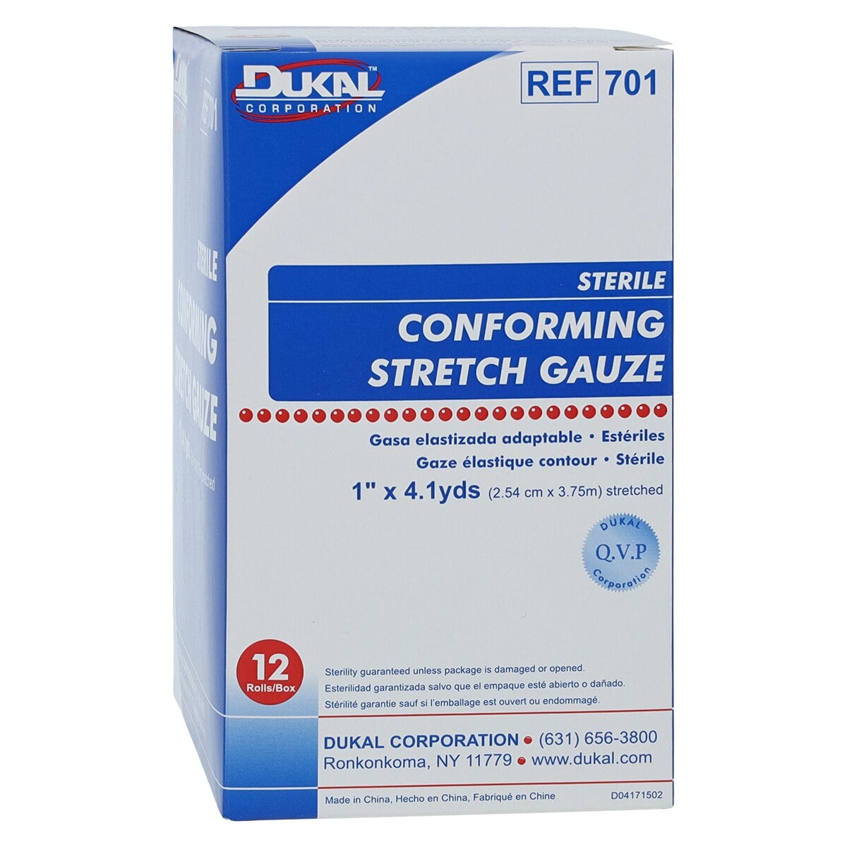 Dukal Conforming Stretch Bandage, Sterile, 1" x 4.1 yd, 12/Package