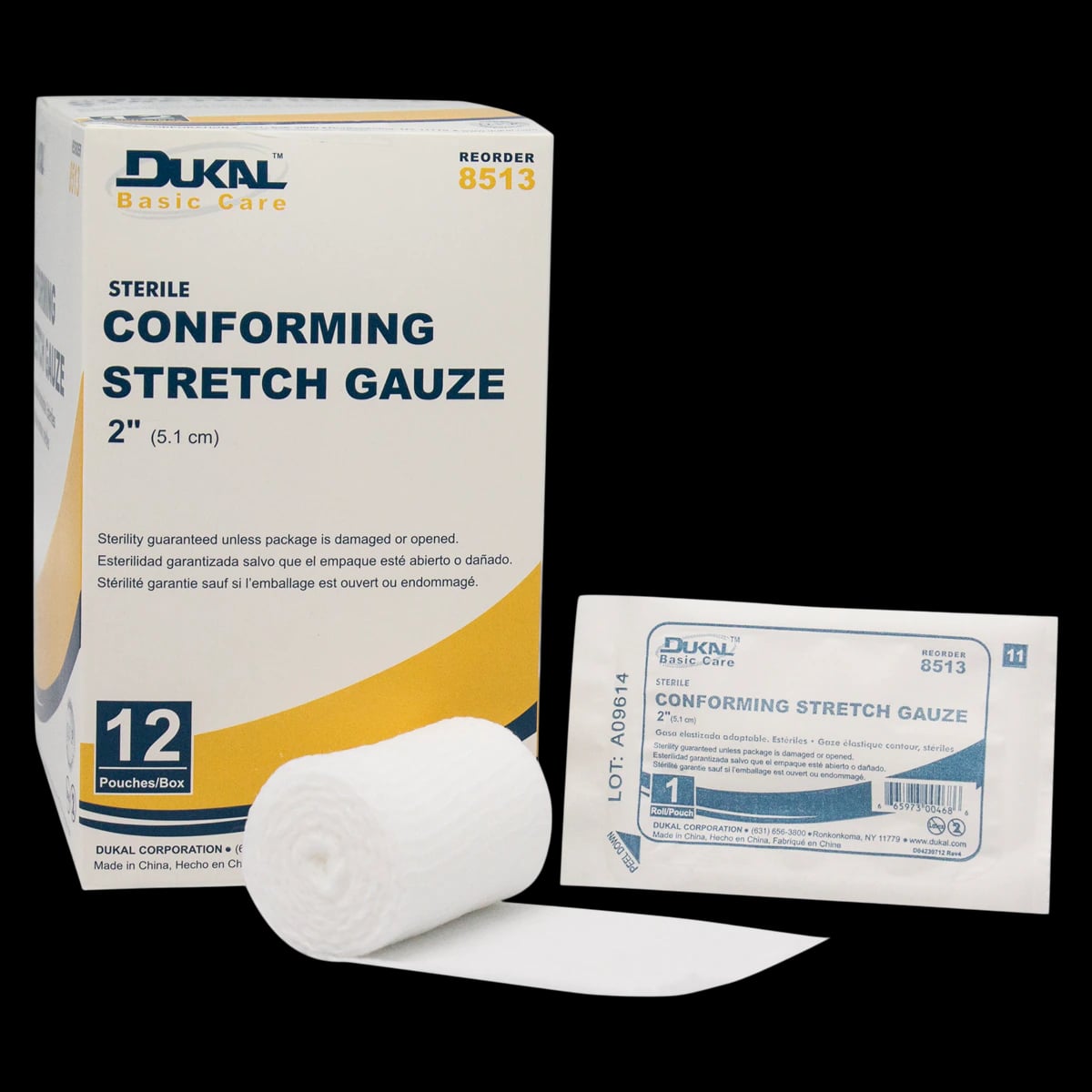 Dukal Conforming Bandage Gauze Stretch, Sterile, 2" x 3.6 yds, 12/Package